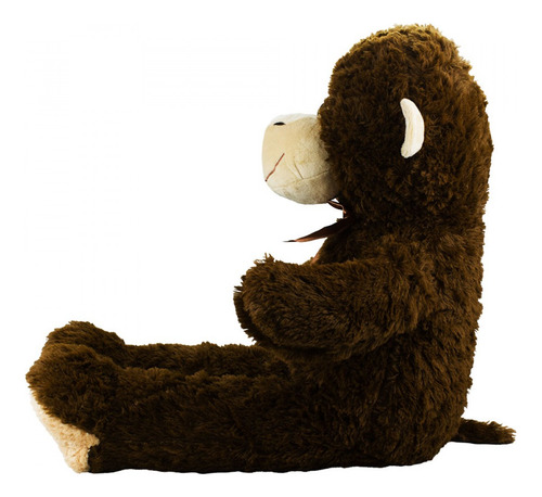 Boneco De Pelúcia Macaco Marrom Com Laço Sentado 77cm