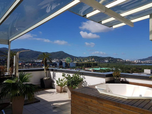 Imagem 10 de 23 de Cobertura Com Vista Mar E 3 Dormitórios No Saco Grande. - Co0668