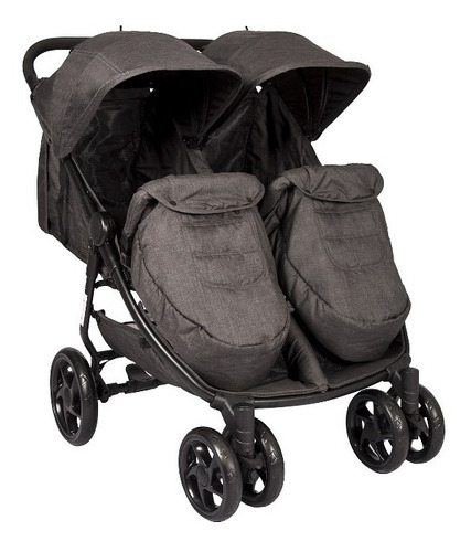 Imagen 2 de 5 de Coche Gemelar Doble Ebaby Con Cubrepies + Forro De Lluvia