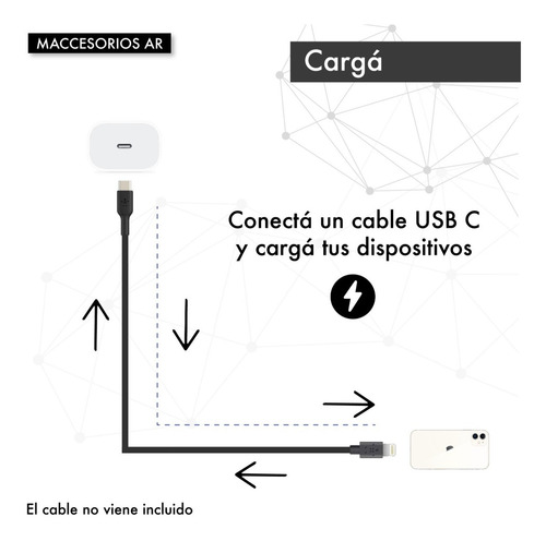 Cargador Usb C - 20w - Patas Argentinas - Compatible iPhone
