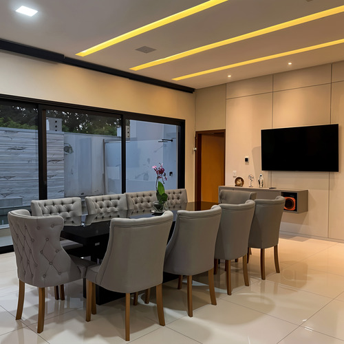 Conjunto Mesa Jantar 1,90 X 0,90 C/ 6 Poltronas Com Braço