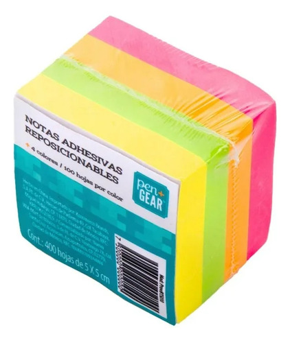 Pack 8 Notas Adhesivas Neon 5x5 Pen+gear C/400 + Obsequio
