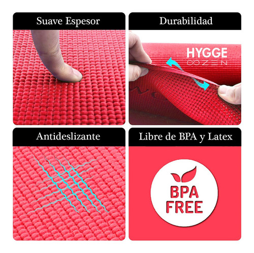 Imagen 3 de 10 de Mat Yoga Colchoneta Pilates Antideslizante Pvc 4mm + Correa