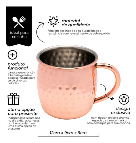 Caneca Para Drinks Moscow Mule Inox Bronze - Mimo Style
