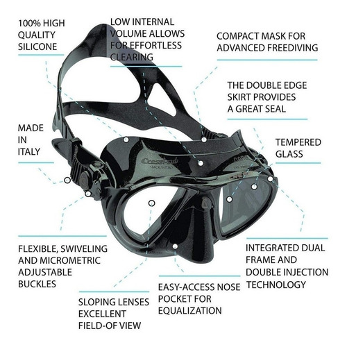 Mascara Visor Cressi Nano Mirrored Lens Buceo Y Pesca Negro