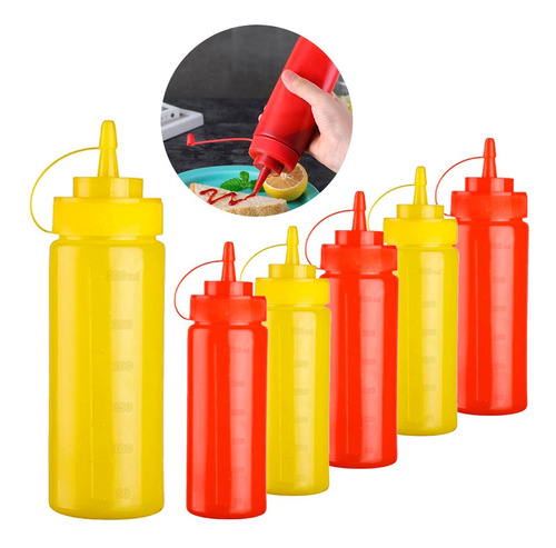 Potes Dispensadores De Salsas X 6 Mayonesa Ketchup Mostaza