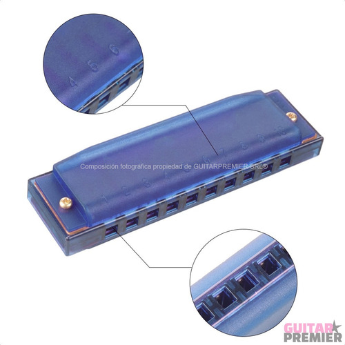 Imagen 3 de 10 de Armonica Diatonica Blusera En Do Colores Reforzada + Estuche