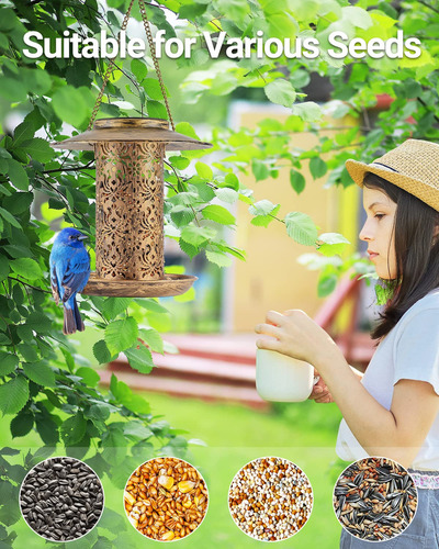 Alimentadores Solares Para Pájaros 2022 Mejorados Para Exteriores De Metal Para Colgar Al Aire Libre, Comederos De Pájaros Silvestres Como Ideas De Para Los Amantes De Los Pájaros, Jardín