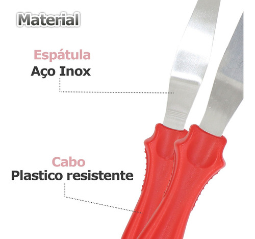 Kit 3 Espátulas Angular Ponta Fina E Reta Confeitaria Bolo