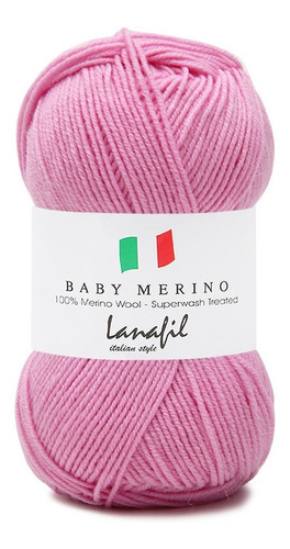 Lã Baby Merino Superwash Lanafil 50g Tex 303 100% Lã Merino Cor 2863/44- Rosa Chiclete