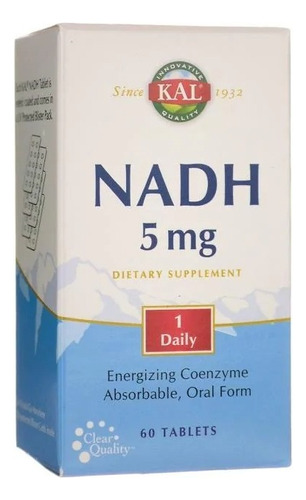 Nadh 5mg 60 Tablets- Coenzima Energizante Marca Kal