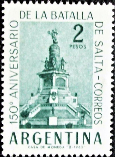 Argentina - Sello Gj 1247a Batalla Salta Tizado Mint L3379