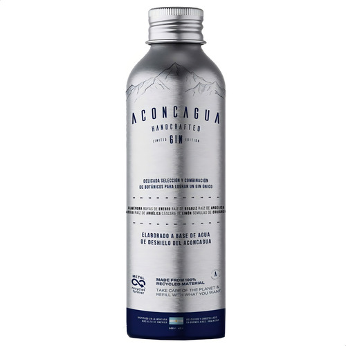 Gin Aconcagua Handcrafted London Dry Botella Aluminio 500ml