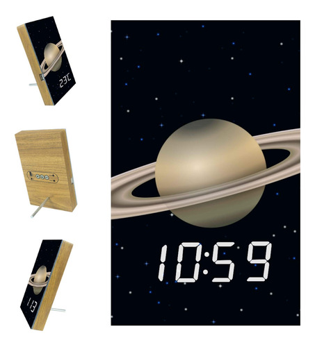 Inhomer Saturn Planet Dormitorio Despertador Reloj Digital