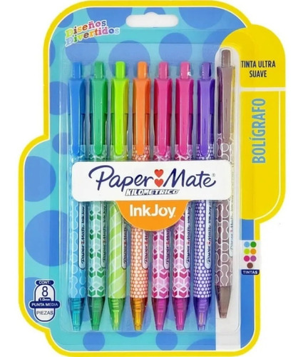 Set De Bolígrafos Paper Mate Kilométrico X8 Colores