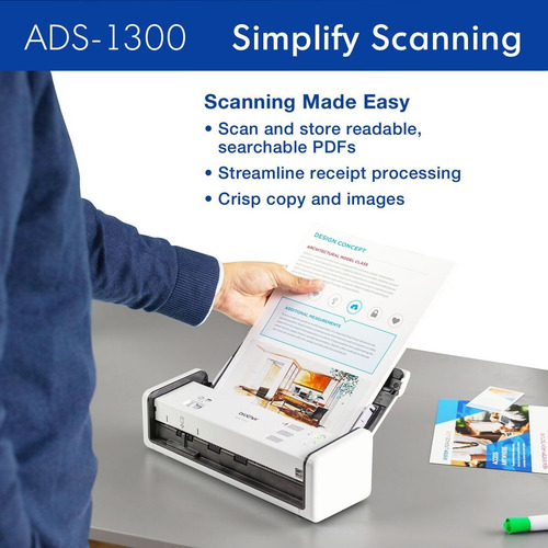 Scanner Brother Ads-1300 Adf Dpi A4 30ppm Usb Duplex Automat