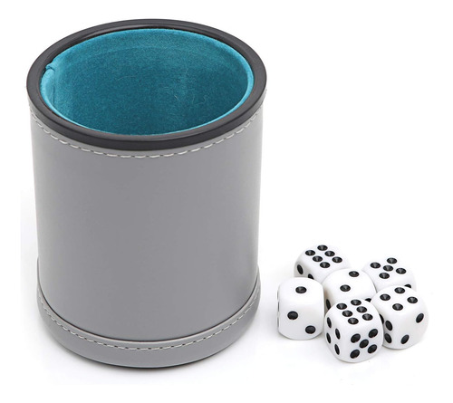 Copa De Dados De Cuero Pu Con Fieltro De Dados Con 6 Dados,