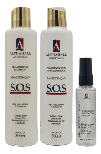  Alphahall S.o.s Shampoo E Cond E Sérum Brilho Prolongado