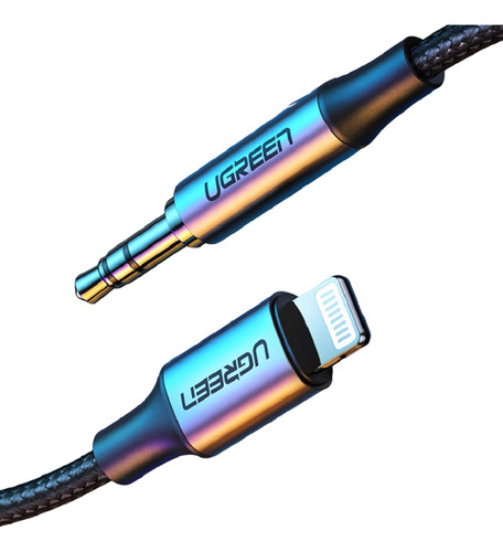 Cable Macho 3.5mm Mfi Lightning Hifi Mp3 Autoradio Nylon 1m