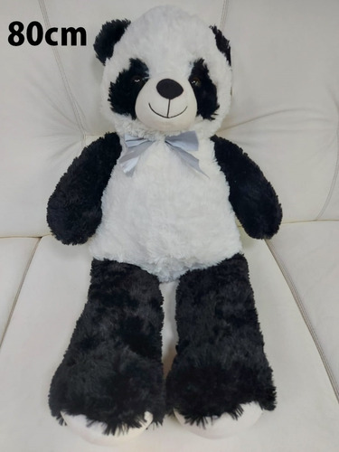 Panda Laço Azul Pelúcia Ursinho 75cm Presente Para Namorada