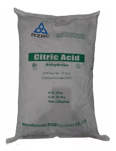 Polvo de ácido cítrico, anhidro, 32 onzas (2 libras) en un recipiente de  cuarto de galón, grado alimenticio, en un recipiente de boca ancha de