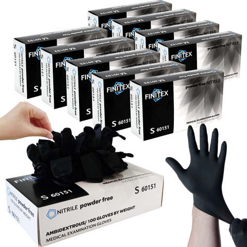 Finitex - Guantes Desechables De Nitrilo Negro, Guantes De E