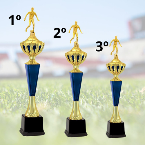 Kit 2 Troféu 1°lugar 80cm 2°lugar 71cm 3°lugar Futebol Nfe