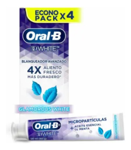 Pasta Dental Oral-b 3d White Anticaries 4 Pzas De 120 Ml C/u