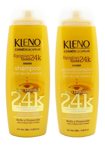 Kleno Egyptian Gold 24k Kit Shampoo + Acondicionador Brillo