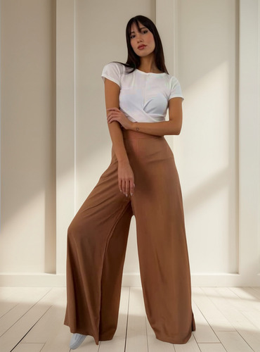 Maxi Palazo Pantalon Oxford Super Amplio Frisa Mujer