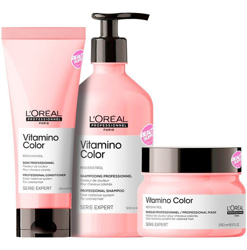 Kit Vitamino Color Shampoo 500ml, Acondicionador Y Mascara