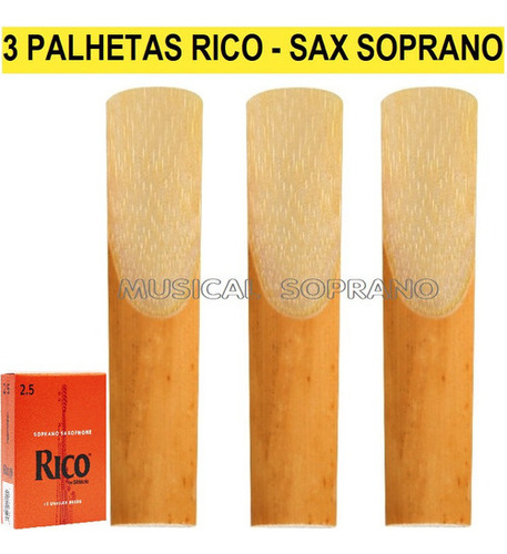 3 Palhetas Rico Para Sax Soprano N° 1,5 - 2 - 2,5 - 3 Número Da Palheta 2,5