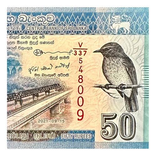 Sri Lanka - 50 Rupias - Año 2021 - P #124 - Pájaro