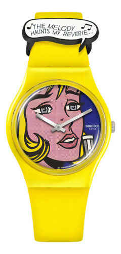 Reloj Swatch Mujer So28z117 Reverie By Roy Lichtenstein Color De La Malla Amarillo Color Del Bisel Amarillo Color Del Fondo Azul