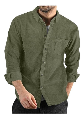 Camisa De Manga Larga Con Botones De Pana Para Otoño-inviern