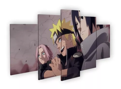 Quadro Mosaico 5 Peças Naruto Sakura Desenhos Animes Desenh