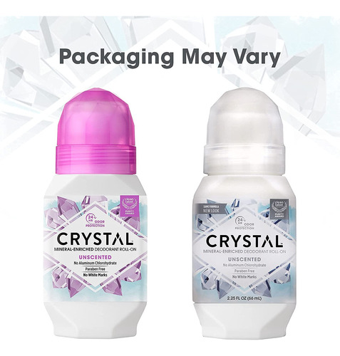 Desodorante Crystal Mineral Roll-on Sem Perfume 66ml 24h
