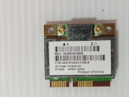 Tarjeta Wireless Wifi Ralink Rt3092 Pc Hp N/p 573622-001 (Usado)