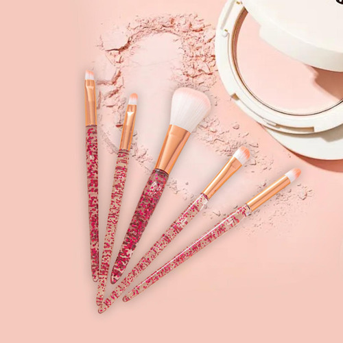 Conjunto De 5 Pinceles De Maquillaje Con Brillo Deslumbrante