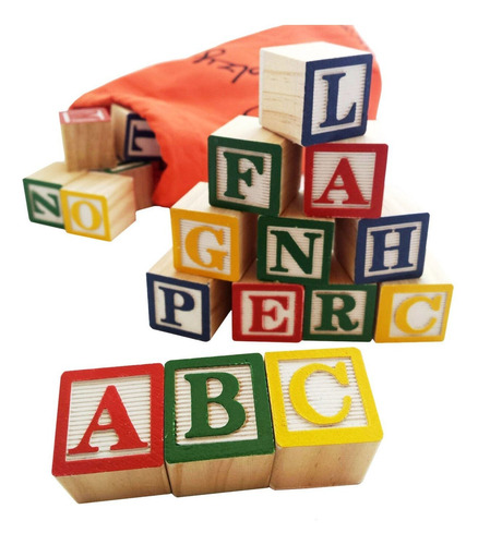  Abc Wooden Blocks For Toddlers - 30 Wood Alphabet Bloc...