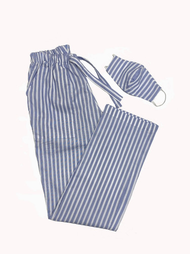 Pantalón Casual Blue Lines + Tapaboca Bicapa Onpants