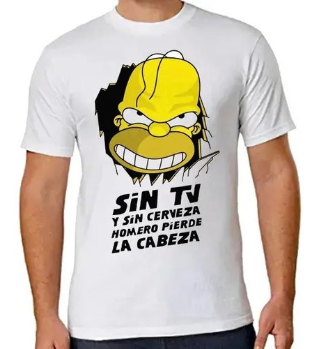 Remera Homero Simpson Cerveza (blanca) Ideas Mvd