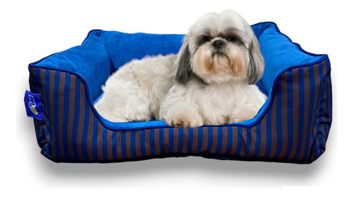 Cama Para Perro Mini A Chico Premium Suave Base Impermeable Color Azul