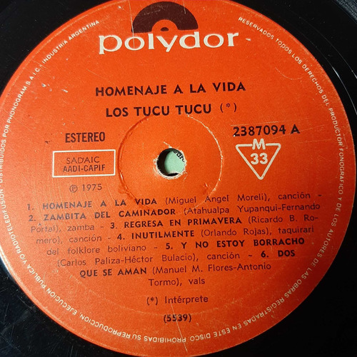 Sin Tapa Disco Los Tucu Tucu Homenaje A La Vida F0