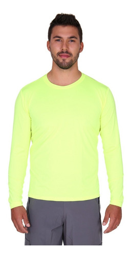 Imagem 1 de 8 de Camiseta Neon Manga Longa Proteção Solar Uv50 Tecido Gelado