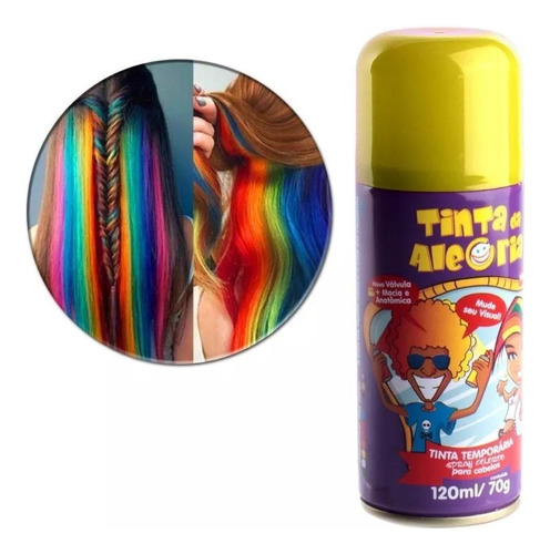 Tinta Spray Para Cabelo Colorida Carnaval Festa Cor Lavável