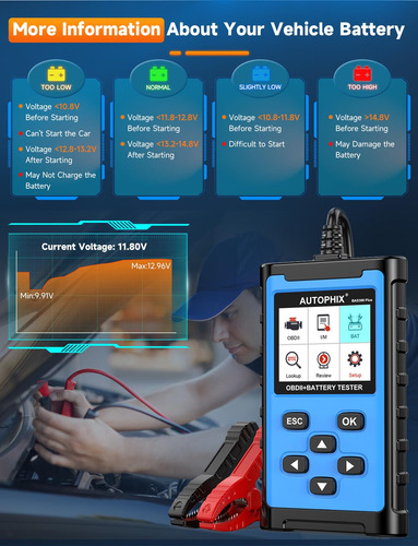 Escáner Obd2 Autophix 2 En 1 Con Probador De Batería,