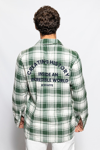 Camisa Cuadros Oversize Con Estampa