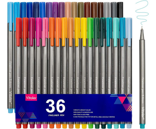 Bolígrafos Colores Vitoler, Marcador Dibujo Línea Fina, 36