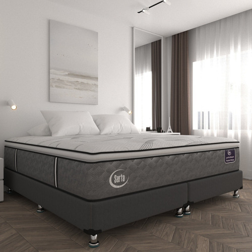 Colchón King Size Serta Confort Natural Foam + Base Cama Color Gris